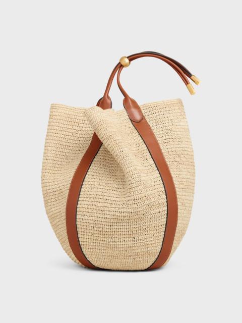 CELINE LARGE DROP BUCKET BAG IN RAFFIA AND CALFSKIN
