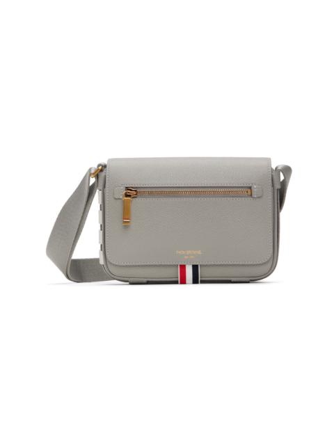 Thom Browne Gray 4-Bar Pebble Grain Small Reporter Bag