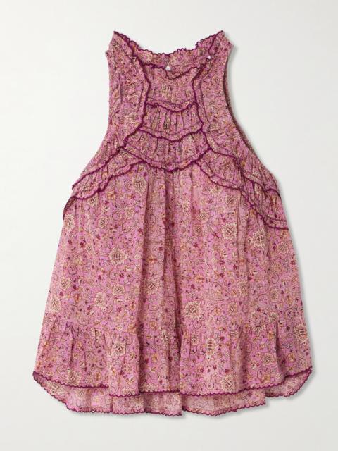 Isabel Marant Étoile Carlee Ruffled Embroidered Floral-print Cotton-voile Top