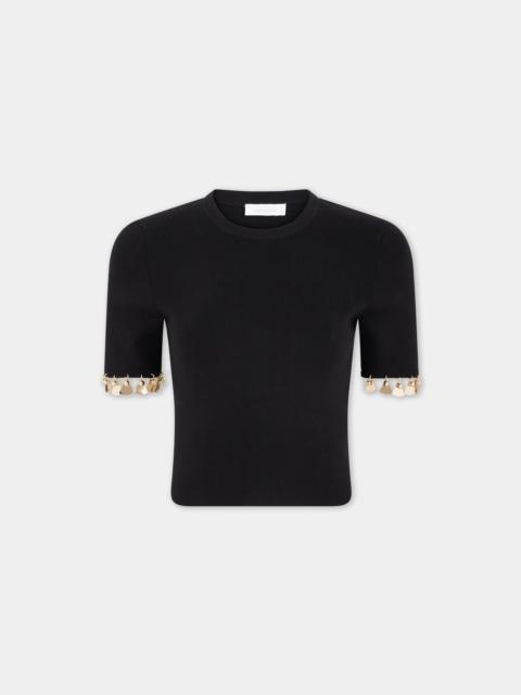 rabanne BLACK TOP EMBELLISHED WITH GOLDEN STUD