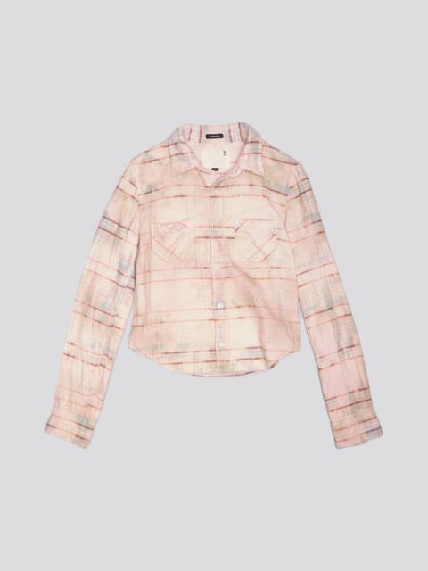R13 SHRUNKEN WORKSHIRT - PINK OVERDYED PLAID - R13