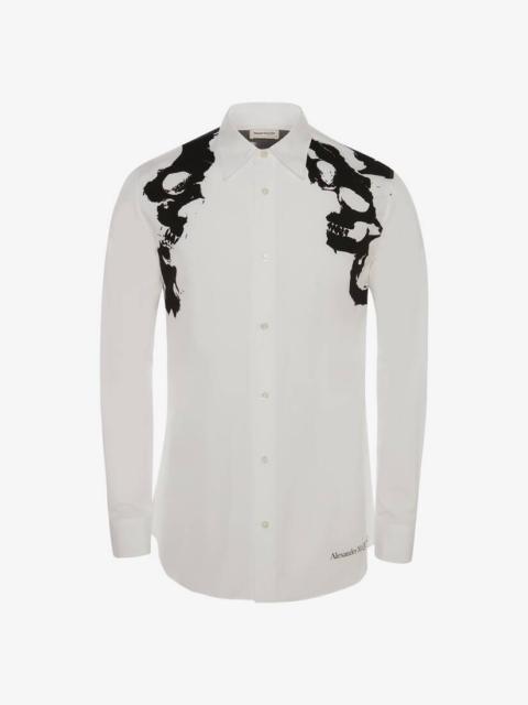 Alexander McQueen Skull Camouflage Print Harness Shirt in White/black