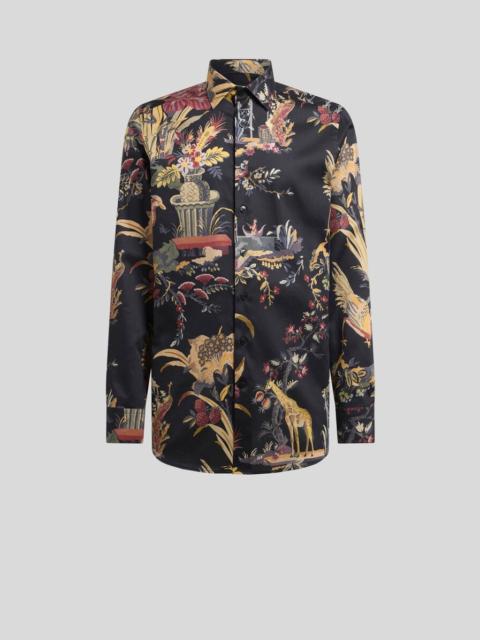 Etro SHIRT IN COTTON SATIN WITH FLOWER AND ANIMAL MOTIF