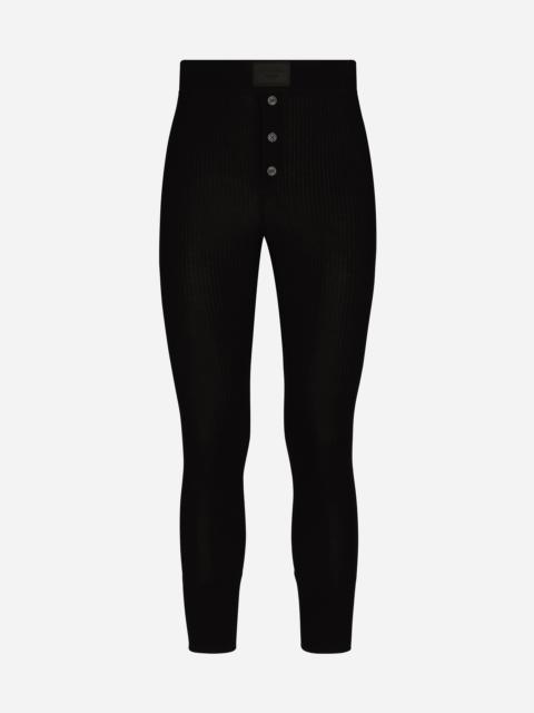 Fine-rib cotton leggings with tag