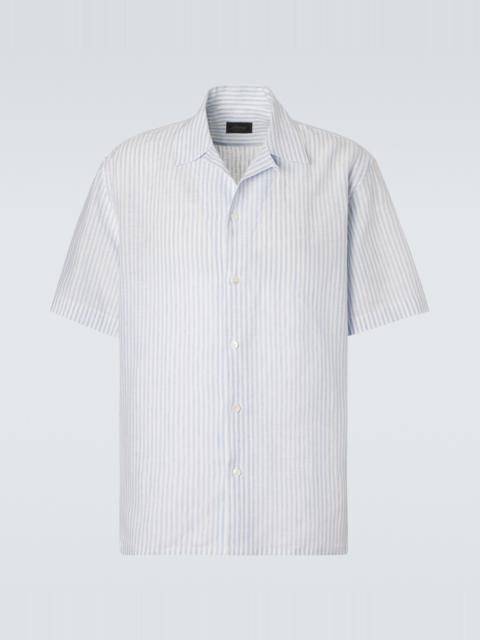 Brioni Striped linen bowling shirt