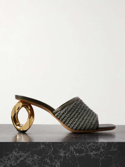 JW Anderson Leather-trimmed raffia mules
