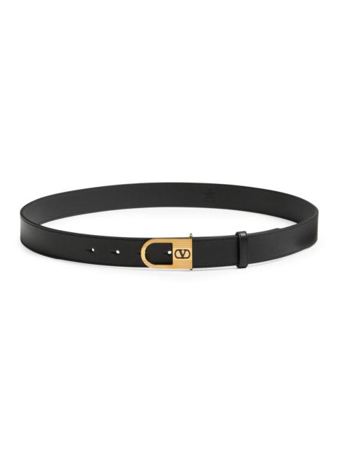Valentino Women's Vlogo Signature Belt in Shiny Calfskin 30 MM - Black