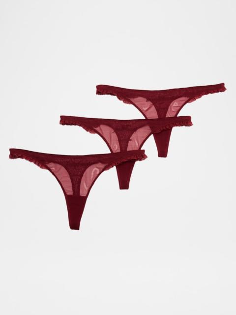 KIKI DE MONTPARNASSE French Lessons Embroidered Thongs, Set of 3