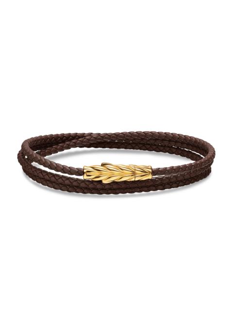 DAVID YURMAN Men's Chevron Triple Wrap Bracelet in Leather - Brown