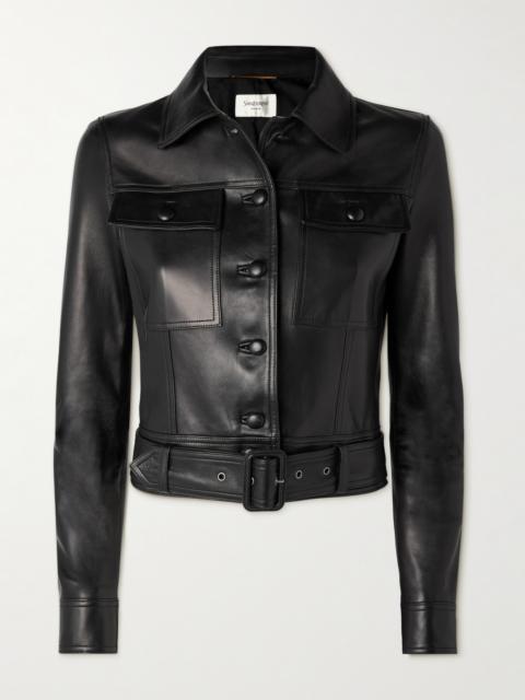 SAINT LAURENT Belted Leather Biker Jacket
