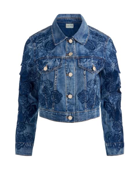 Alice + Olivia CHLOE LASER-CUT DENIM JACKET