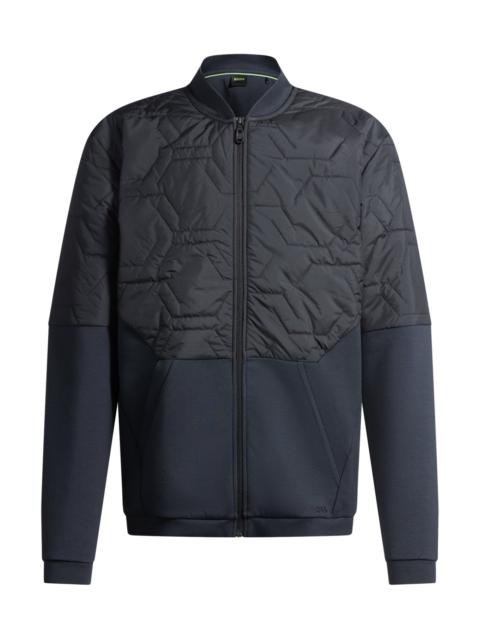 BOSS HYBRID SWEATSHIRT WITH QUILTED UPPER BODY AND MESH LINING