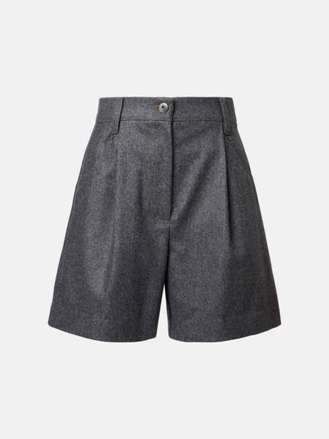 High-rise virgin wool shorts