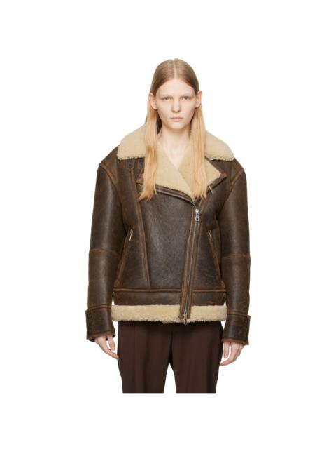 Sportmax Brown Empoli Leather Jacket
