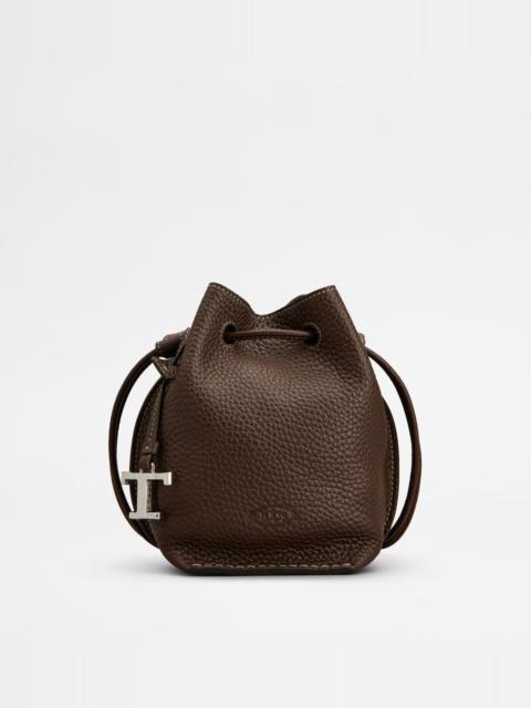 Tod's BUCKET BAG IN LEATHER MICRO - BROWN