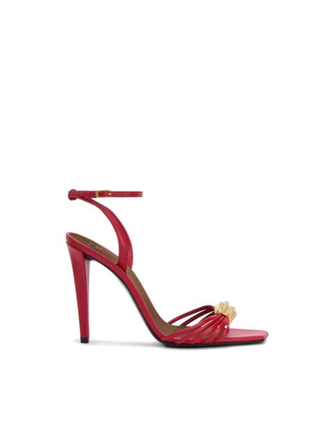 Giuseppe Zanotti Orchid square toe crystal brooch sandals