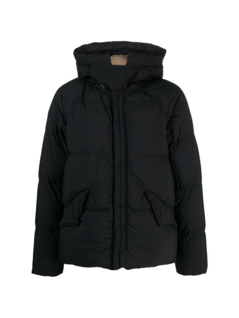 padded drawstring-hooded jacket