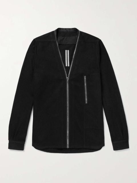 Rick Owens Larry Collarless Cotton and Wool-Blend Shirt