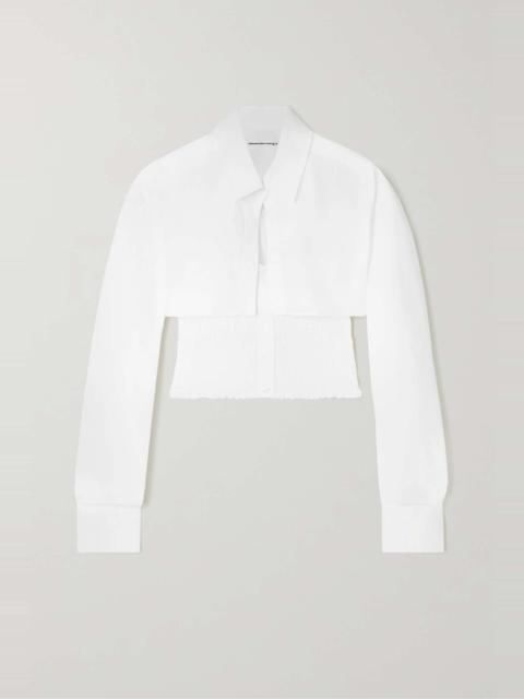 alexanderwang.t Cropped layered shirred cotton-poplin shirt