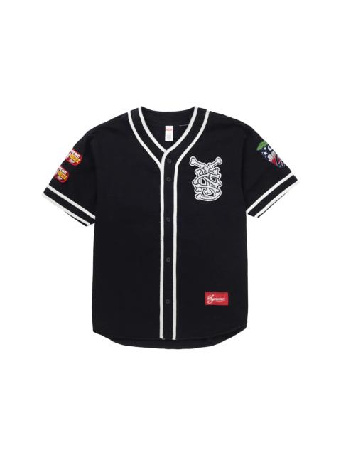 Supreme Supreme Patches Denim Baseball Jersey Black