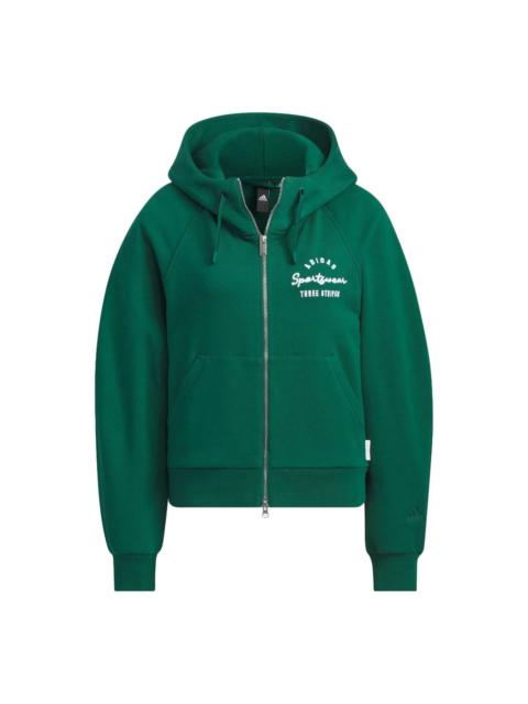 adidas (WMNS) adidas Verbiage Full-Zip Hoodies 'Green' IZ4569