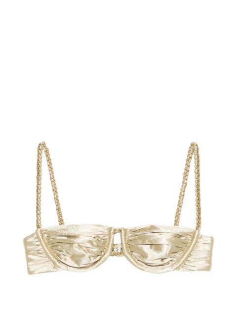ISA BOULDER ruched weave bikini top