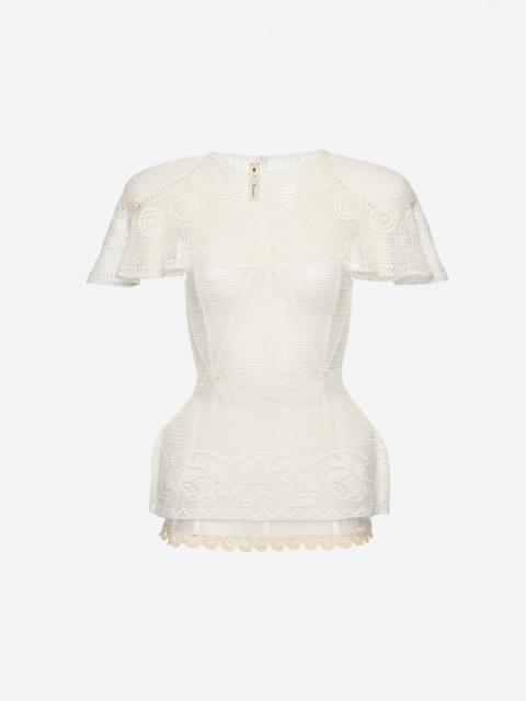 MAGDA BUTRYM Crochet peplum top in white