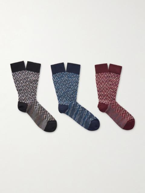 Missoni Three-Pack Crochet-Knit Cotton-Blend Socks