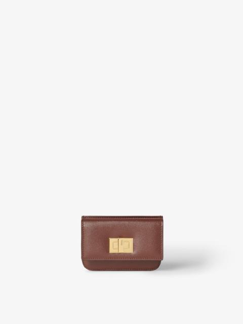 FENDI Fendi Way Card Case With Pocket Chocolate brown and black leather card case