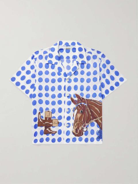 BODE Jockey Dot Camp-Collar Printed Cotton-Voile Shirt