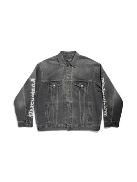 Balenciaga studded fringed denim jacket - Black