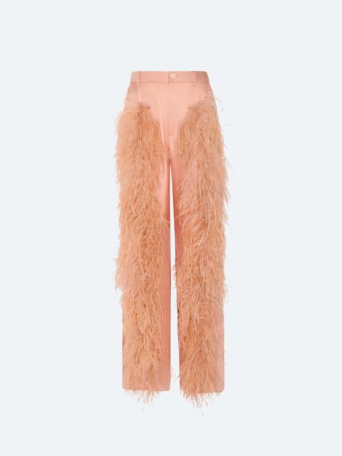 LAPOINTE Silky Twill Relaxed Pleated Pant With Feathers