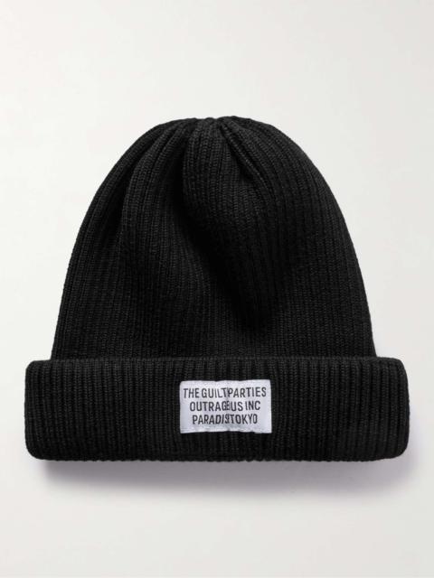 WACKO MARIA Appliquéd Ribbed Wool Beanie