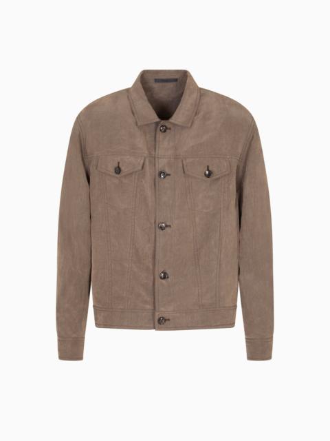 GIORGIO ARMANI FADED LYOCELL CANVAS BLOUSON