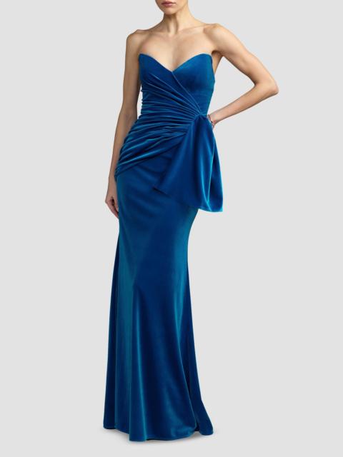MAC DUGGAL Women's Side-Drape Velvet Column Gown - Cobalt