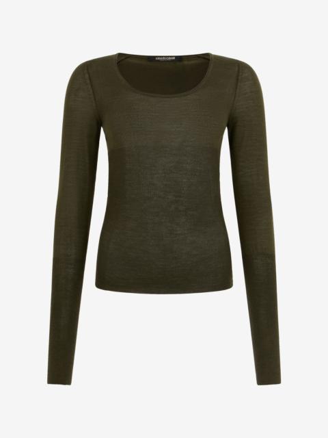 Roberto Cavalli Green Long Sleeve Knit Top