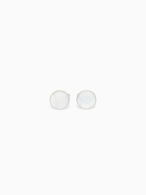 GIORGIO ARMANI CUFFLINKS IN SILVER AND MOTHER OF PEARL