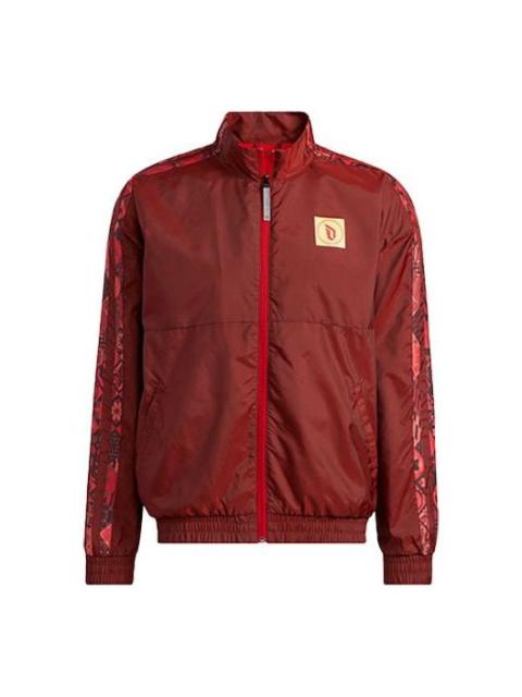 Men's adidas CNY Logo Basketball Sports Jacket Red HF5880