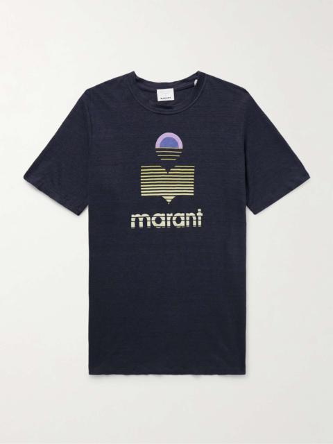 Isabel Marant Karman Logo-Print Linen-Jersey T-Shirt