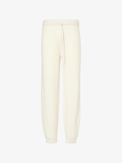 Drawstring-waistband tapered-leg mid-rise wool-blend jogging bottoms
