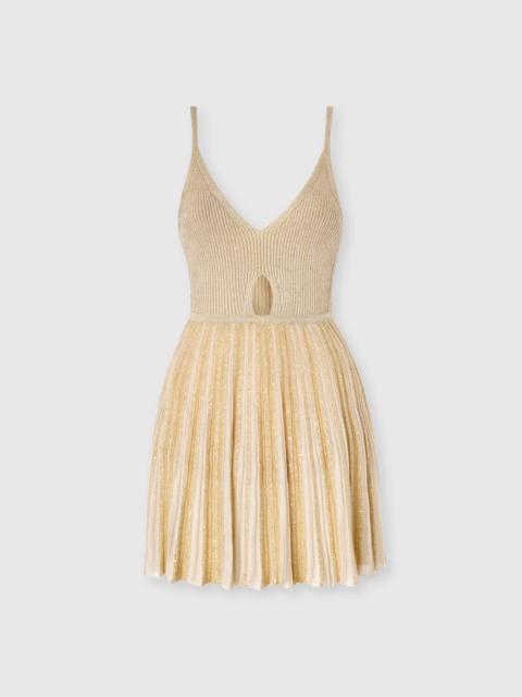 Missoni Ribbed Viscose Lamé Mini Dress with Cut-Out Detail
