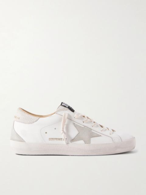 Golden Goose Super-Star distressed suede-trimmed leather sneakers White