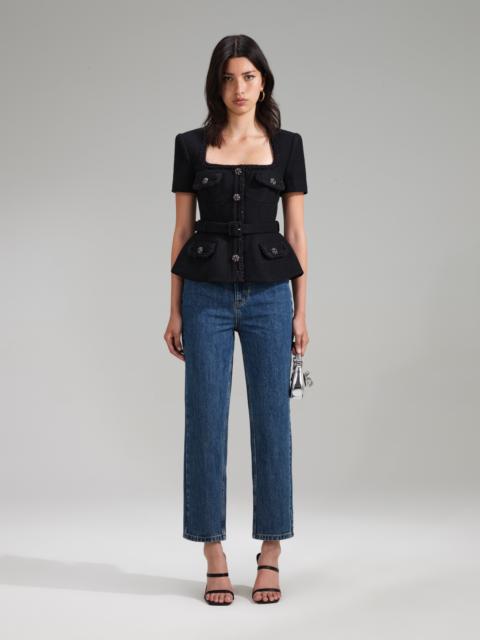 self-portrait Black Tailored Textured Top