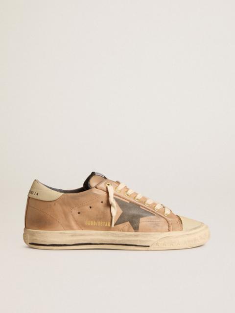 Super-Star in beige nubuck with black printed star and leather heel tab