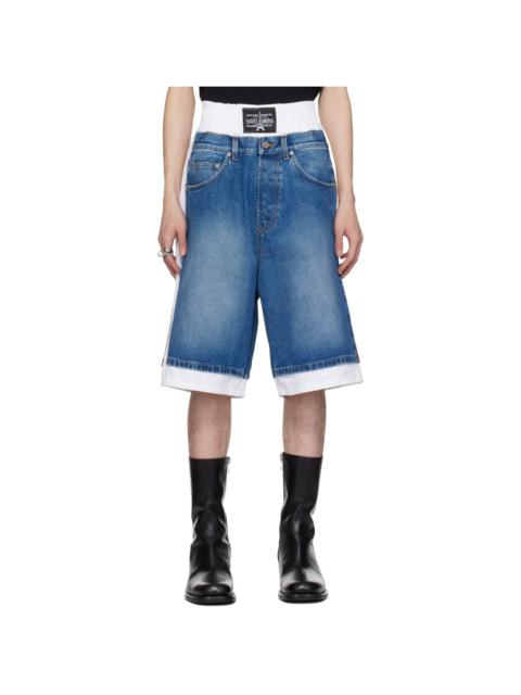 Jean Paul Gaultier Blue & White 'The Trompe L'œil' Denim Shorts