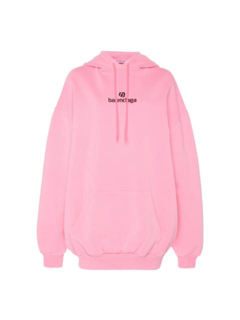 BALENCIAGA Sponsor-Print Oversized Fleece Hoodie pink