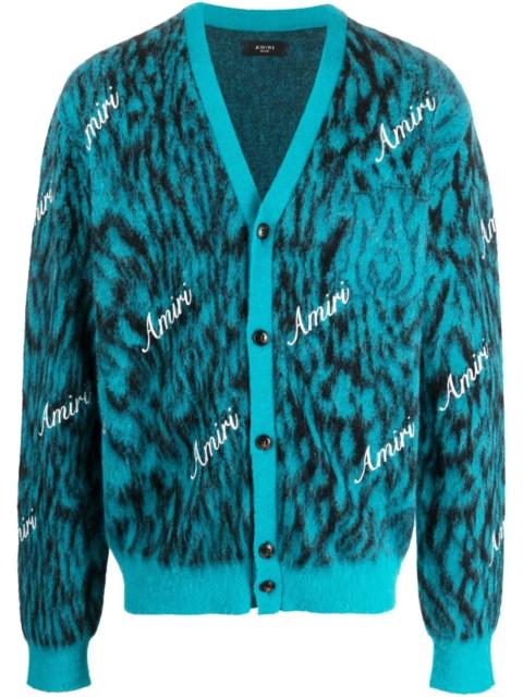 logo-print knitted cardigan