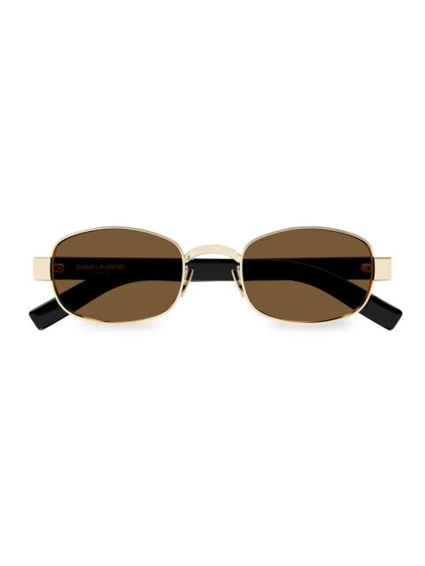 SAINT LAURENT Women's Thick Fashion Combi 53MM Oval Sunglasses - Black Gold Brown