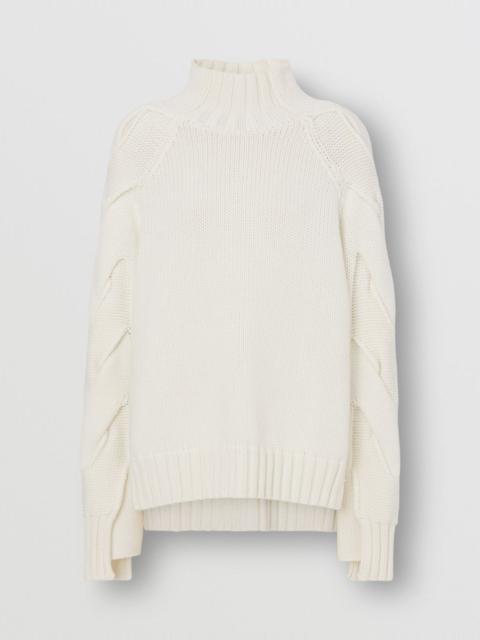 Burberry Cable Knit Cashmere Funnel Neck Sweater