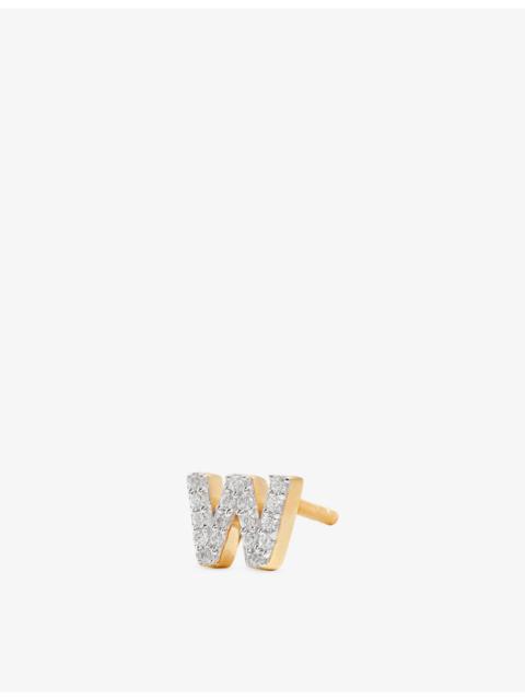 MISSOMA Initial W Pave Initial 18ct Gold Vermeil And Cubic Zirconia Single Stud Earring